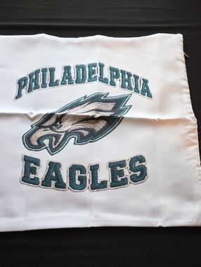 Philadelphia Eagles Embroidered Pillow Cover - White with Midnight Green